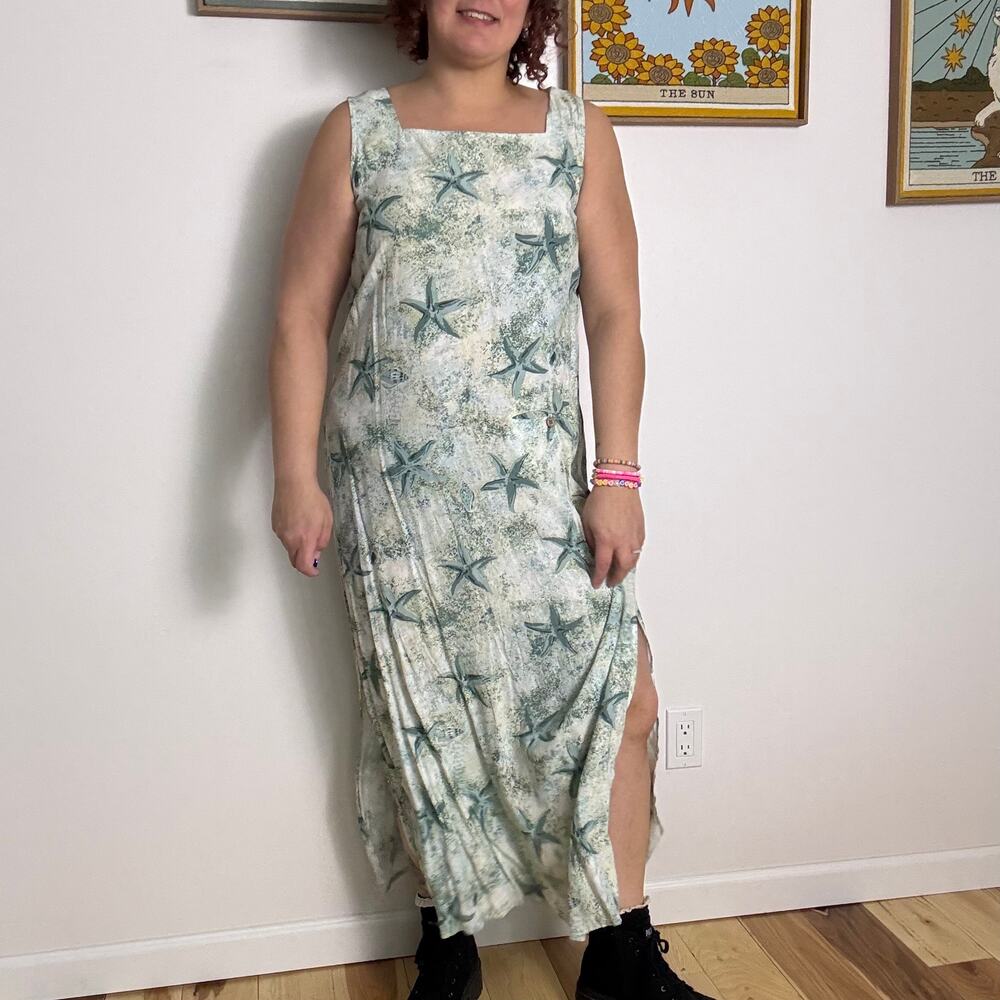 Line Two starfish print midi dress summer size XL